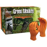 Green Monkey™ Disposable Gloves, Small, Nitrile, 6-mil, Powder-Free, Orange SHJ869 | Oxymax Inc
