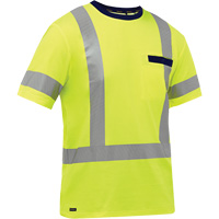 Bisley&reg; X-Back Short Sleeve Shirt, Poly-Cotton, Small, High Visibility Lime-Yellow Oxymax Inc