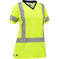 Bisley&reg; Women's X-Back Short Sleeve Shirt, Poly-Cotton, Small, High Visibility Lime-Yellow Oxymax Inc