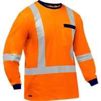 Bisley&reg; X-Back Long Sleeve Shirt, Poly-Cotton, Small, High Visibility Orange Oxymax Inc