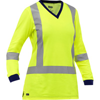 Bisley&reg; Women's X-Back Long Sleeve Shirt, Poly-Cotton, Small, High Visibility Lime-Yellow Oxymax Inc