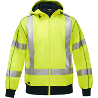 Bisley&reg; X-Back Full Zip Hooded Sweatshirt with Sherpa Lining, Small, High Visibility Lime-Yellow Oxymax Inc