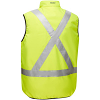 Veste bouffante r&eacute;versible avec X au dos Bisley, Jaune lime haute visibilit&eacute;, Petit, Polyester Oxymax Inc
