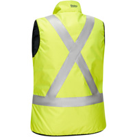 Veste bouffante, enveloppante et r&eacute;versible avec X au dos Bisley pour femmes, Jaune lime haute visibilit&eacute;, Petit, Polyester Oxymax Inc