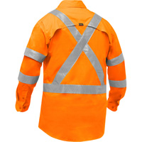 Bisley&reg; X-Back Long Sleeve Work Shirt with X-Airflow, Poly-Cotton, Small, High Visibility Orange Oxymax Inc