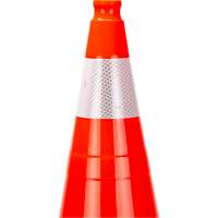 C&ocirc;ne de signalisation de premi&egrave;re qualit&eacute;, 28", Orange, Bande(s) r&eacute;fl&eacute;chissante(s) 4" Oxymax Inc