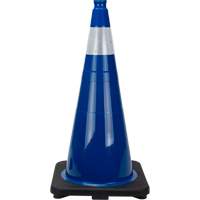 C&ocirc;ne de signalisation de premi&egrave;re qualit&eacute;, 28", Bleu, Bande(s) r&eacute;fl&eacute;chissante(s) 4" Oxymax Inc