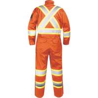 Fire-Resistant Coverall with High-Visibility Bands, Size Small, Orange Oxymax Inc