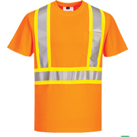 Contrast-Striped Safety T-Shirt, Polyester, Small, High Visibility Orange Oxymax Inc
