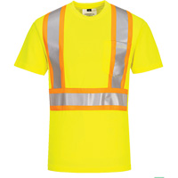 Contrast-Striped Safety T-Shirt, Polyester, Small, High Visibility Lime-Yellow Oxymax Inc