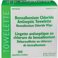 Serviette au chlorure de benzalkonium BZK, Serviette, Antiseptique Oxymax Inc