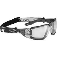 RUSH+ 2.0 XP M/L Safety Glasses with Black & Grey Frame, Clear Lens, Anti-Fog/Anti-Scratch, ANSI Z87+ Oxymax Inc