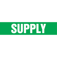 "Supply" Pipe Markers, Self-Adhesive, 4" H x 24" W, White on Green Oxymax Inc