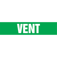 "Vent" Pipe Markers, Self-Adhesive, 4" H x 24" W, White on Green Oxymax Inc