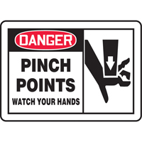 "Pinch Points" Sign, 7" x 10", Plastic, English with Pictogram Oxymax Inc
