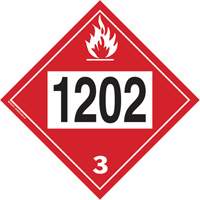 Plaque-&eacute;tiquette TMD 1202 pour liquide inflammable huile combustible, Plastique Oxymax Inc