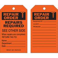 &eacute;tiquette pour les r&eacute;parations de s&eacute;curit&eacute;, Polyester, 4" la x 7" h, Anglais Oxymax Inc