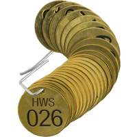 Étiquettes numérotées en laiton pour vannes «HWS» SX758 | Oxymax Inc
