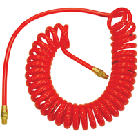 Tuyaux &agrave; air autor&eacute;tractables en polyur&eacute;thane Flexcoil a/raccords, Air, 1/4" DI x 25' lo, Polyur&eacute;thane, 140 psi &agrave; 23 °C Oxymax Inc
