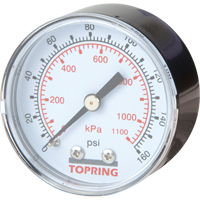 Mini régulateurs - Manomètre de remplacement,  2", 0 - 160 psi, Fixation arrière, Analogique TA796 | Oxymax Inc