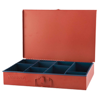 Compartment Box With 12 Adjustable Compartments, 12" D x 18" W x 3" H, Red Oxymax Inc