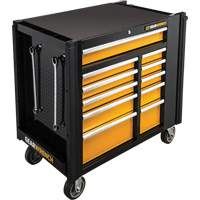 Chariot &agrave; outils &eacute;lectrique, 11 tiroirs, 42-1/2" la x 24-7/16" p x 41" h, Noir/Orange Oxymax Inc