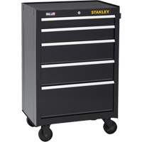 300 Series Rolling Tool Cabinet, 5 Drawers, 26-1/2" W x 18" D x 40-1/2" H, Black Oxymax Inc