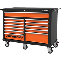 Armoire roulante, 12 tiroirs, 53" la x 24" p x 41" h, Noir/Orange TER180 | Oxymax Inc