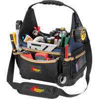 Molded Base Electrical/HVAC Tool Carrier, Ballistic Polyester, 20 Pockets, Black/Blue Oxymax Inc