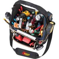 Molded Base Electrical/HVAC Tool Carrier, Ballistic Polyester, 20 Pockets, Black/Blue Oxymax Inc