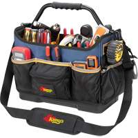 Molded Base Open-Top Tool Box, Ballistic Polyester, 17 Pockets, Black/Blue Oxymax Inc