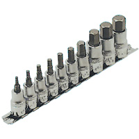 HSW3812-10 SAE Bit Socket Set, Hex, 1/2"/3/8" Drive, 10 Pcs Oxymax Inc