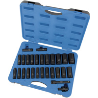 Jeu de douilles SAE/m&eacute;triques PS2712DC, 27 Mcx, Chocs, Prise de 1/2", Profond Oxymax Inc