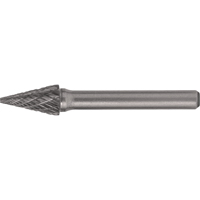 Solid Carbide Burrs - Pointed Cone Shape, SM-42, 1/8" Dia., 1/8" Shank, 7/16" Depth of Cut Oxymax Inc