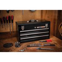Portable Tool Box, 20" W, 3 Drawers, Black Oxymax Inc