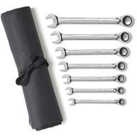 Jeu de cl&eacute;s &agrave; cliquets r&eacute;versibles SAE &agrave; 12 pans et 72 dents avec pochette &agrave; outils enroulable, Combinaison, 7 morceaux, Imp&eacute;rial Oxymax Inc