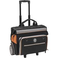 Tradesman Pro Rolling Tool Bag, Ballistic Polyester, 24 Pockets, Black/Orange Oxymax Inc