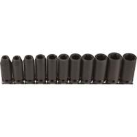 Long Socket Set, 11 Pcs, Impact, 3/8" Drive Size, Deep Oxymax Inc