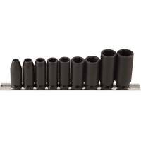 Long Socket Set, 9 Pcs, Impact, 3/8" Drive Size, Deep Oxymax Inc