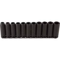 Long Socket Set, 11 Pcs, Impact, 1/2" Drive Size, Deep Oxymax Inc