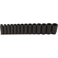 Long Socket Set, 14 Pcs, Impact, 1/2" Drive Size, Deep Oxymax Inc