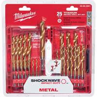 Shockwave Red Helix Metric Drill Bit Set, 25 Pieces, Titanium Oxymax Inc
