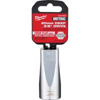 Metric Socket with Four Flat Sides, 20 mm, 3/8" Drive, 6 Points, Deep Oxymax Inc