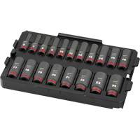 Shockwave Impact Duty Packout Socket Set, 19 Pcs, Impact, 3/8" Drive Size, Deep Oxymax Inc