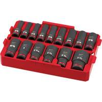 Shockwave Impact Duty Packout SAE Socket Set, 15 Pcs, Impact, 1/2" Drive Size, Deep Oxymax Inc
