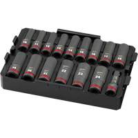 Shockwave Impact Duty Packout Socket Set, 16 Pcs, Impact, 1/2" Drive Size, Deep Oxymax Inc