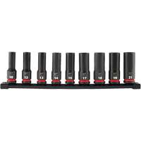 Shockwave Impact Duty Metric 6 Point Socket Set, 9 Pcs, Impact, 1/2" Drive Size, Deep Oxymax Inc