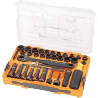 Jeu complet de douilles &agrave; chocs ouvertes & basculantes KNECT, 39 Mcx, Chocs Oxymax Inc
