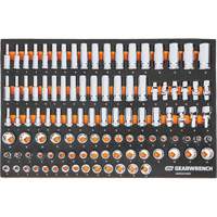 Jeu d'outils m&eacute;triques pour m&eacute;canicien MEGAMOD dans des plateaux en mousse modulaire avec armoire roulante &agrave; outils, 358 morcea Oxymax Inc