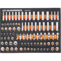 Jeu d'outils m&eacute;triques pour m&eacute;canicien MEGAMOD dans des plateaux en mousse modulaire avec armoire roulante &agrave; outils, 358 morcea Oxymax Inc